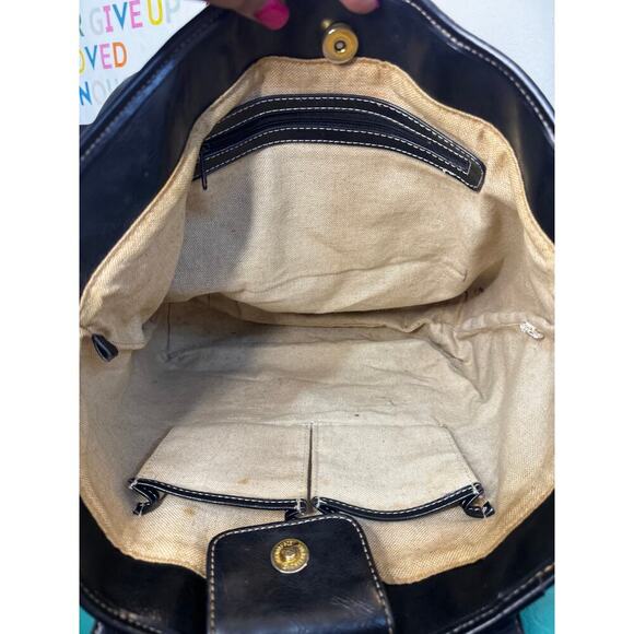 Linea Rosetti Monogram Tote Bag - Black & Brown Pattern (Handle Damage) - Picture 4 of 5